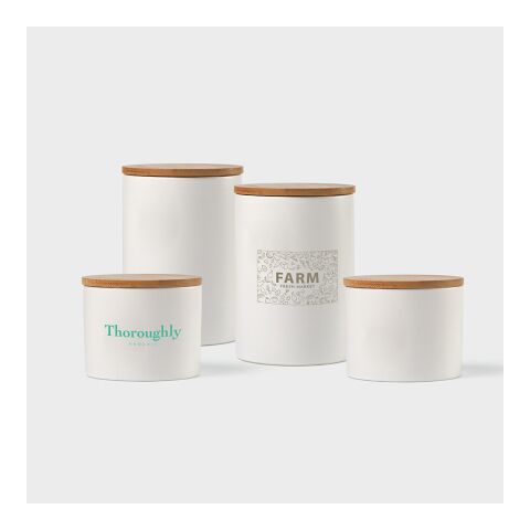 Munch 1000 Canister Ceramic 980ml. Bamboo lid White | No Branding | not available | not available | not available