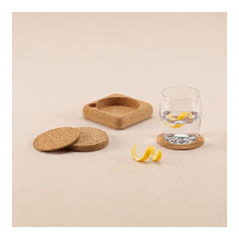 Klein cork coasters. Set of 6 with organizer. Made in Portugal Natural | No Branding | not available | not available | not available