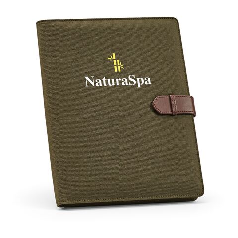 Eliot A4 Folder rCotton. 64 FSC sheet notepad and rPU closure Army green | No Branding | not available | not available | not available