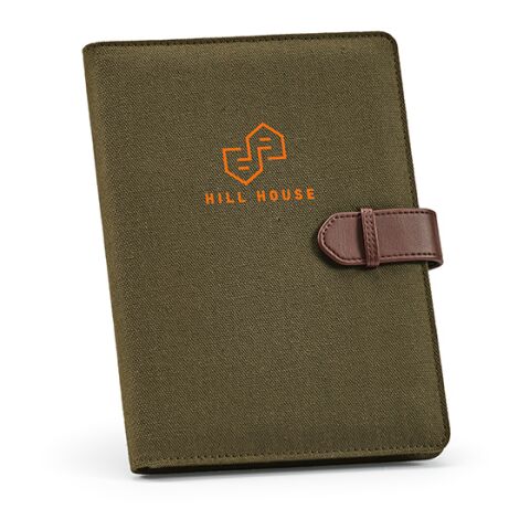 Eliot A5 Folder rCotton. 64 FSC sheet notepad and rPU closure Army green | No Branding | not available | not available | not available