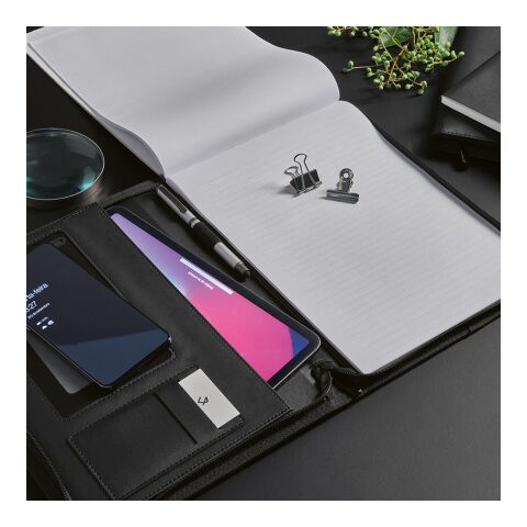 Orwell A4 Folder rPU. 64 FSC sheet notepad and zipper closure Black | No Branding | not available | not available | not available