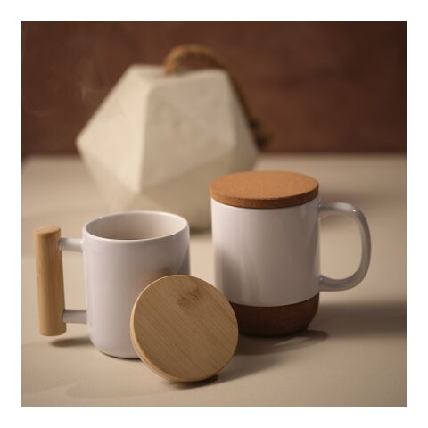 Ebro Mug Ceramic, Cork lid and base 380ml. Sublimation White | No Branding | not available | not available | not available