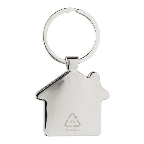 RCS recycled zinc alloy house keychain with bamboo silver-brown | No Branding | not available | not available