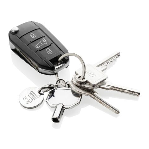 RCS recycled zinc alloy radiator key keychain with coin silver | No Branding | not available | not available