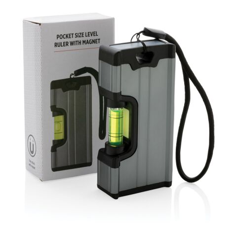 Pocket size level ruler with magnet grey | No Branding | not available | not available