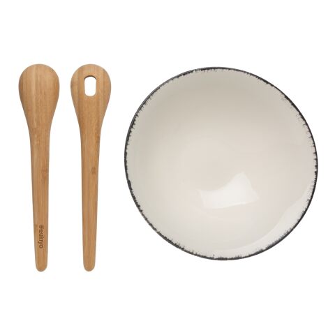 Ukiyo salad bowl with bamboo salad server white-black | No Branding | not available | not available