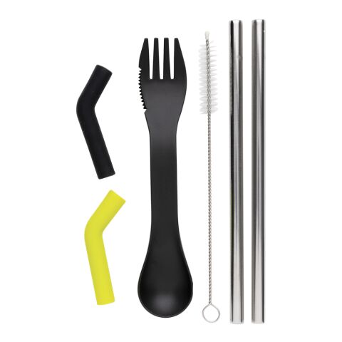 Tierra 2pcs straw and cutlery set in pouch blue | No Branding | not available | not available