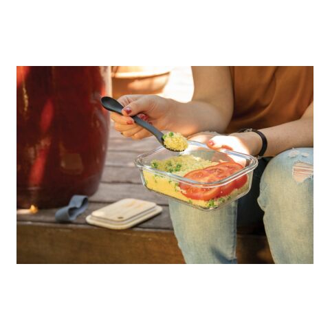 Glass lunchbox with bamboo lid White | No Branding | not available | not available