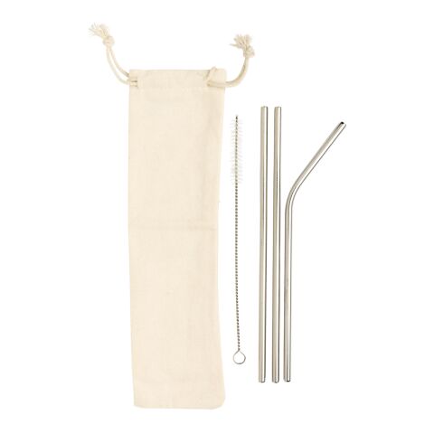 Reusable stainless steel 3 pcs straw set silver | No Branding | not available | not available
