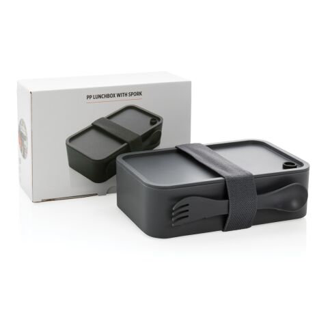 PP lunchbox with spork anthracite | No Branding | not available | not available