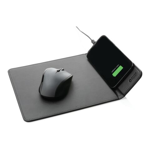 Swiss Peak RCS recycled PU 10W wireless charging mousepad black | No Branding | not available | not available