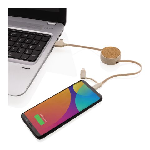 Cork and Wheat 6-in-1 retractable cable brown | No Branding | not available | not available