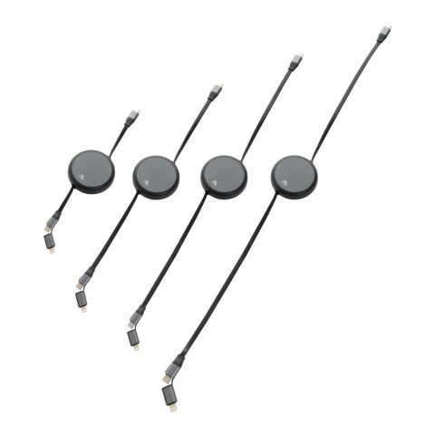 Terra RCS recycled aluminium retractable 240W 2-in-1 cable black | No Branding | not available | not available