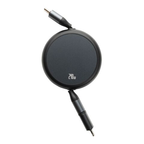 Terra RCS recycled aluminium retractable 240W 2-in-1 cable black | No Branding | not available | not available