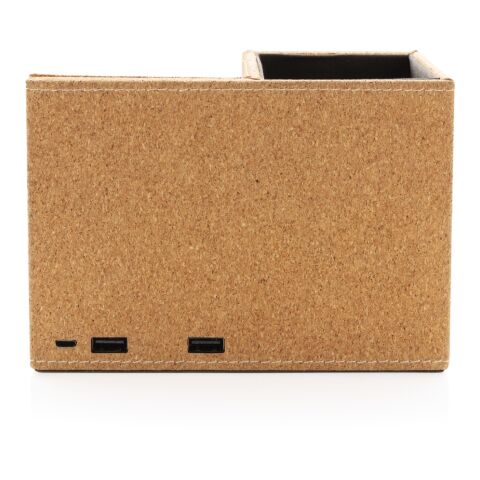 Cork pen holder and 5W wireless charger brown | No Branding | not available | not available
