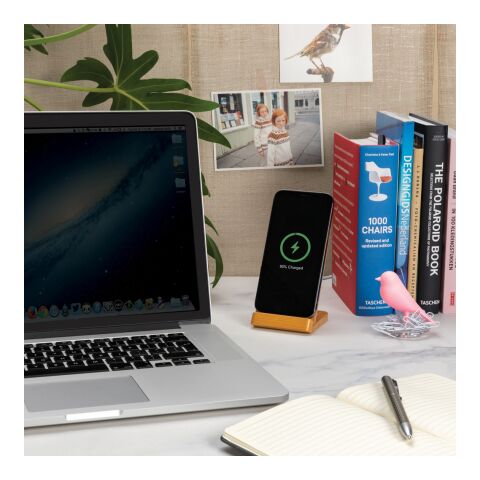FSC®certified bamboo 5W wireless charging stand brown | No Branding | not available | not available