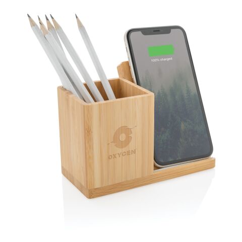 Calgary FSC® bamboo 10W wireless charger brown | No Branding | not available | not available