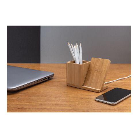 Calgary FSC® bamboo 10W wireless charger brown | No Branding | not available | not available