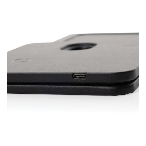 Swiss Peak 3 in 1 RCS recycled PU wireless charger desk tray black | No Branding | not available | not available
