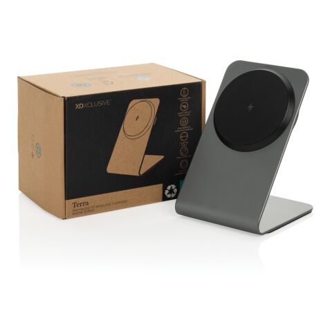 Terra aluminium 15W magnetic wireless charging phone stand grey | No Branding | not available | not available