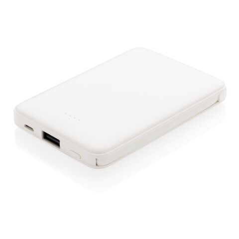 5.000 mAh Pocket Powerbank with integrated cables white | No Branding | not available | not available