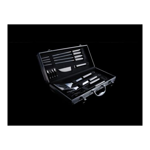 12pcs BBQ set in aluminium box silver-black | No Branding | not available | not available
