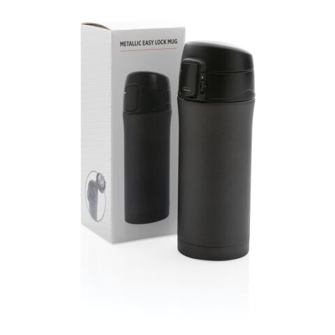 Metallic easy lock vacuum mug black | No Branding | not available | not available