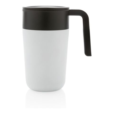 GRS Recycled PP and stainless steel mug with handle White | No Branding | not available | not available