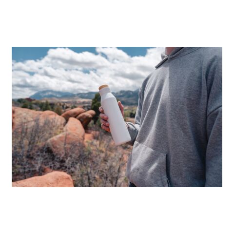 Gaia RCS certified recycled stainless steel vacuum bottle White | No Branding | not available | not available