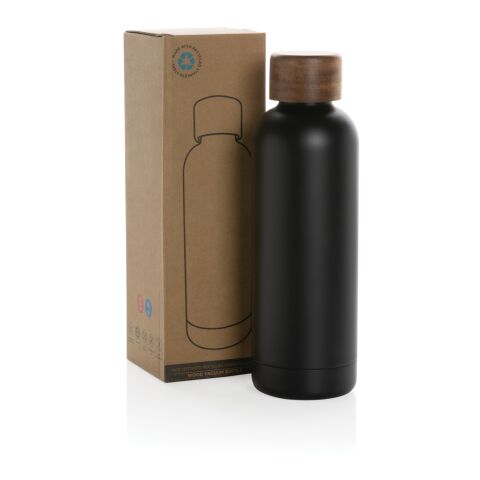 Wood RCS certified recycled stainless steel vacuum bottle black | No Branding | not available | not available
