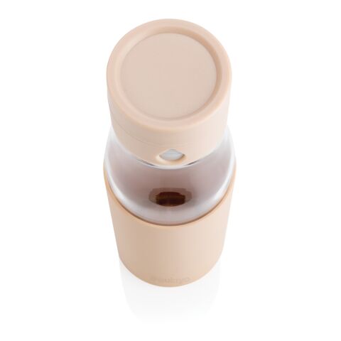 Ukiyo glass hydration tracking bottle with sleeve brown | No Branding | not available | not available