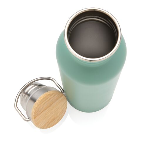 Modern stainless steel bottle with bamboo lid green | No Branding | not available | not available