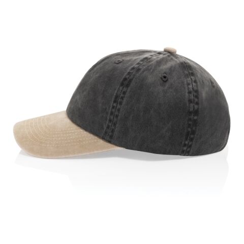 BEAU AWARE™ Washed 6 panel 270gsm cotton twill two tone cap black | No Branding | not available | not available | not available