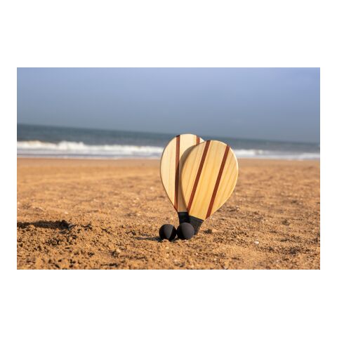 Wooden frescobol tennis set brown | No Branding | not available | not available