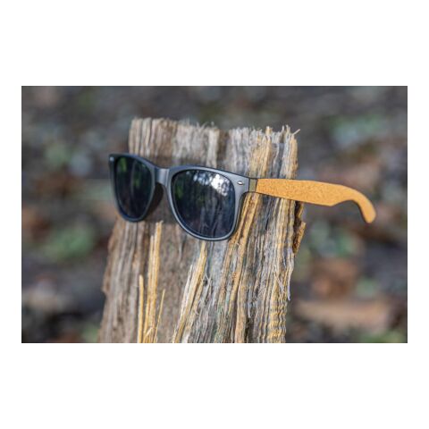 GRS recycled PC plastic sunglasses with FSC® cork black | No Branding | not available | not available