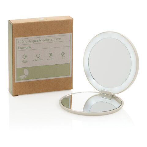 Lumora RCS recycled plastic LED re-chargeable make-up mirror beige | No Branding | not available | not available