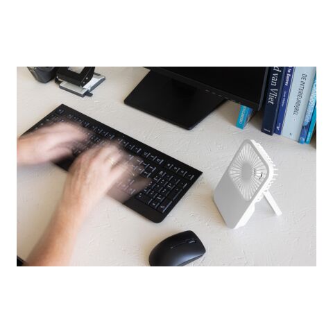 Aervina RCS recycled plastic re-chargeable desk fan White | No Branding | not available | not available