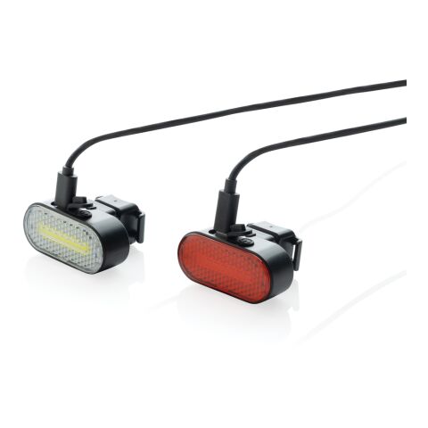 Lumino RCS recycled plastic USB re-chargeable bike light set black | No Branding | not available | not available