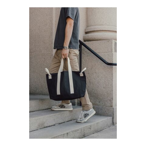 BEAU AWARE™ Beach bag 400gsm recycled canvas, with side hand black