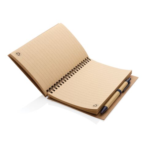 Kraft spiral notebook with pen blue | No Branding | not available | not available