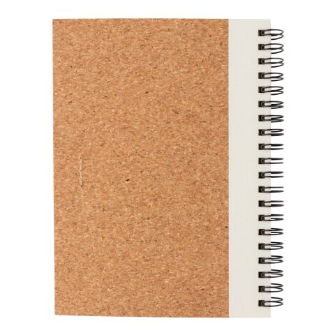 Cork spiral notebook with pen White | No Branding | not available | not available