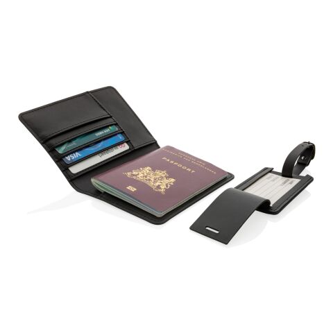 Swiss Peak GRS recycled PU travel gift set black | No Branding | not available | not available