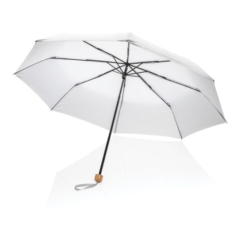 20.5&quot; Impact AWARE RPET 190T Pongee bamboo umbrella White | No Branding | not available | not available