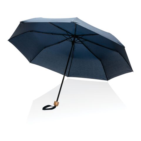 20.5" Impact AWARE RPET 190T Pongee bamboo umbrella navy | No Branding | not available | not available