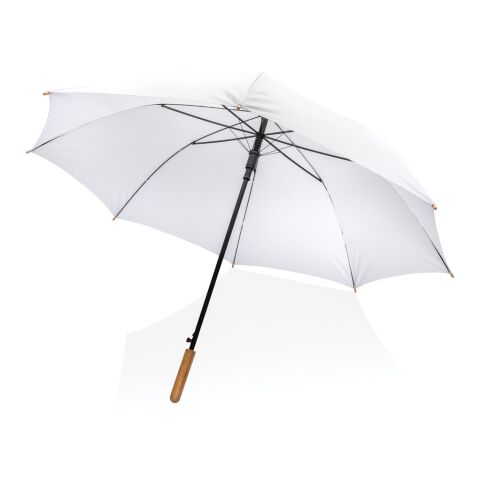 27" Impact AWARE™ RPET 190T auto open bamboo umbrella white | No Branding | not available | not available