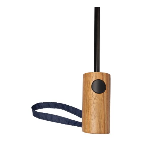 Kaycey 21" AWARE™ RPET Acacia wood mini auto open umbrella navy | No Branding | not available | not available