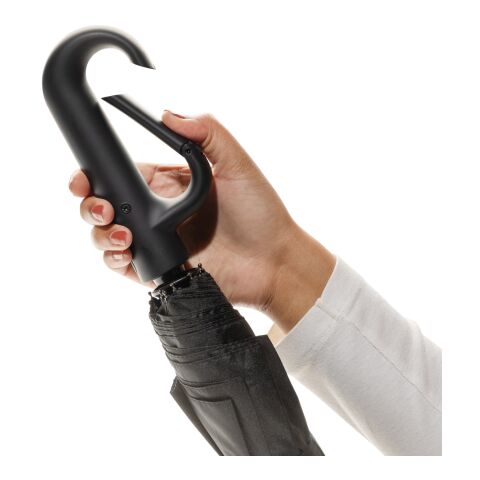 Yara 21&quot; AWARE™ RPET solid colour umbrella with carabiner black | No Branding | not available | not available