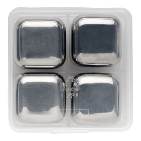 Re-usable stainless steel ice cubes 4pc silver | No Branding | not available | not available