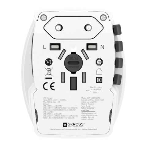 SKROSS World Travel Adapter MUV 65W PD with USB C Cable white | No Branding | not available | not available