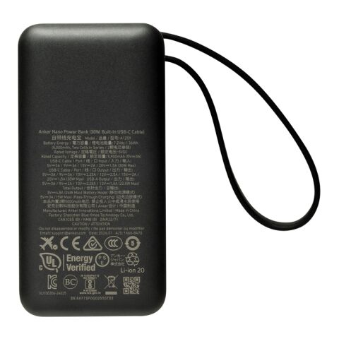 Anker Nano Power Bank 30W, Built-In USB-C Cable black